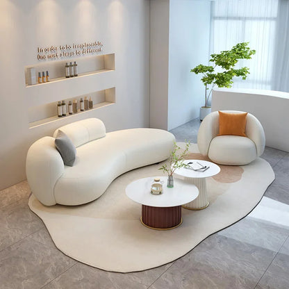 Premium flooring, living room sofa, Nordic velvet, Italian minimalism, lounge sofa, curved fabric, wooden sofa