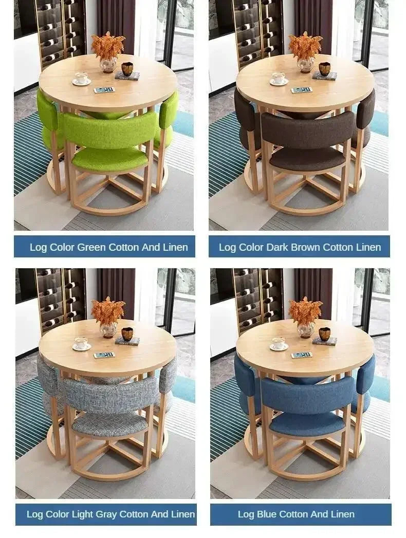 Round Mobile Dining Tables Set Kitchen 4 Chairs Center Wood Table Extendable Luxury Floor Mesa Comedor Home Furniture