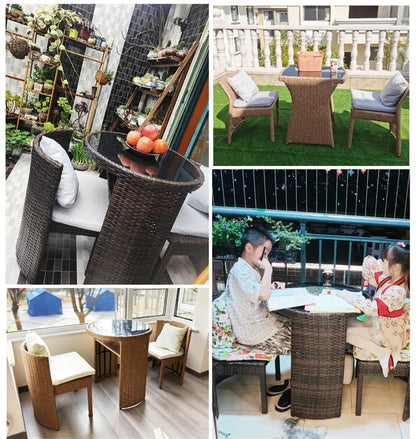 European Rattan Garden Furniture Sets Home Balcony Patio Furniture Creative Open-air Garden Furniture Combination Outdoor Set F