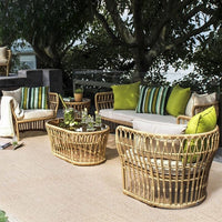 Leisure villa rattan sofa set courtyard garden multi-person furniture combination hotel homestay coffee table rattan sofa