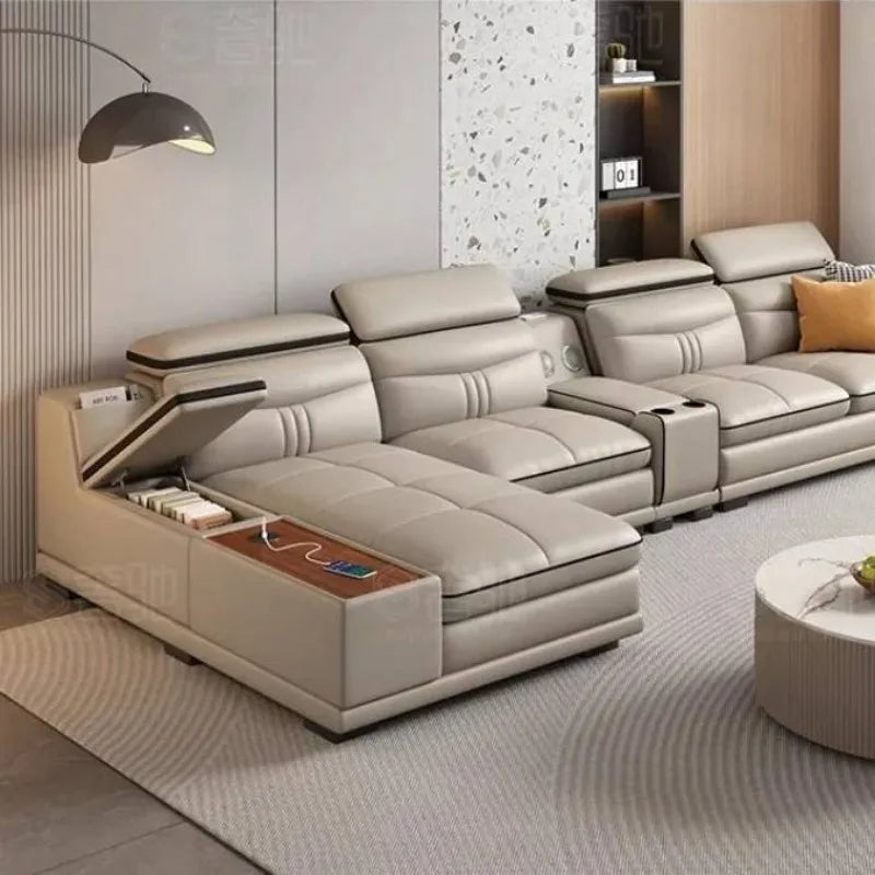 Cozy Genuine Leather Sofas Fancy Living Room Reclining Italian Sofa Modern Luxury Divani Da Soggiorno Apartment Furniture