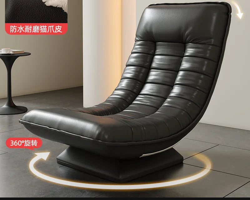 Fashion single sofa chair rotatable Italian light luxury living room balcony casual reclining sofa moon swivel chair