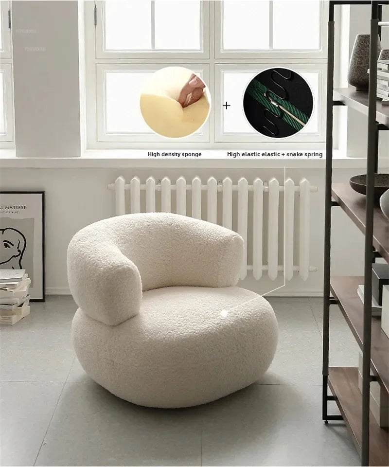 Nordic Designer Fabric Living Room Chairs Leisure Backrest Armchairs Bedroom Lambswool Luxury Single Sofa for Home Furniture