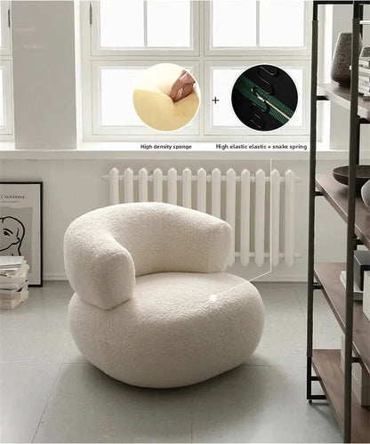 Nordic Designer Fabric Living Room Chairs Leisure Backrest Armchairs Bedroom Lambswool Luxury Single Sofa for Home Furniture