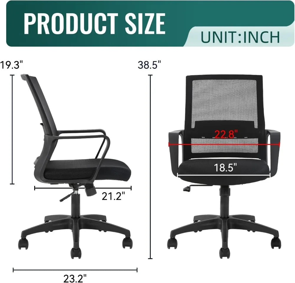 Ergonomic Office Chair with Lumbar Support, Adjustable Mesh Desk Chair for Comfort and Posture