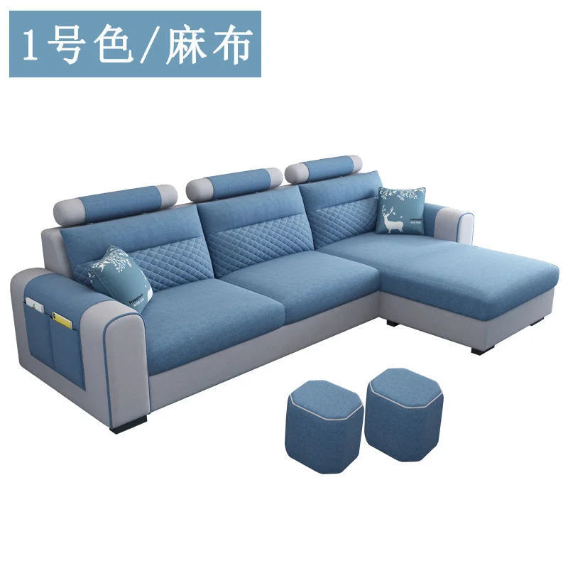 Modern Three-Seat Fabric Sofa Set Convertible Removable for Easy Care for Small Apartment or Modern Living Room for Villas