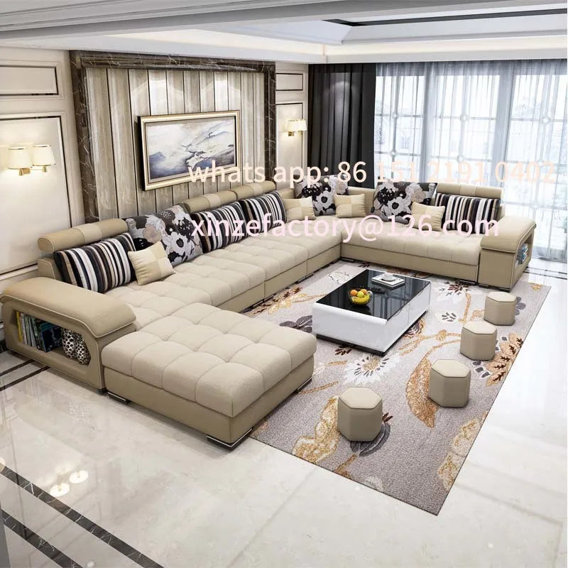 Customizable  Room Sectional Sofa U Shape 7 Seater Fabric Couch Luxury Sofa Set Multifunctional Corner Sofa With US
