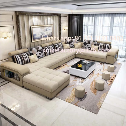Customizable  Room Sectional Sofa U Shape 7 Seater Fabric Couch Luxury Sofa Set Multifunctional Corner Sofa With US