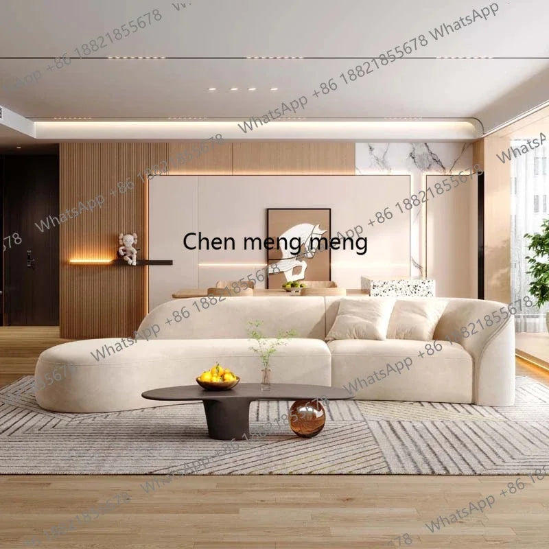 New arrive Cream Floor Living Room Sofas Curved Lounge Ergonomics Women Living Room Sofas White Minimalist Muebles Postmodern Fu