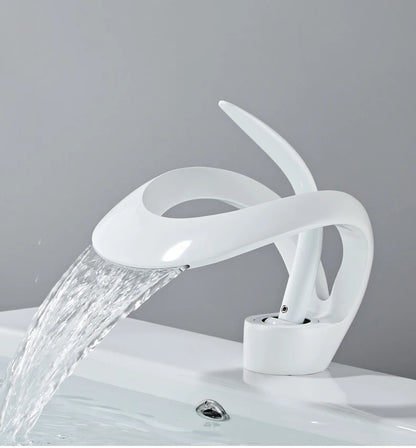 Golden/White Bathroom Basin Faucet Black Bathroom Faucet Brass Creative Grey Sink Mixer Tap Hot & Cold Waterfall Basin Faucet