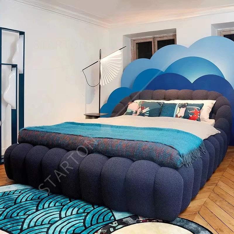 Bubble Beds Bedroom Furniture Sets Female Upholstered Cream Wind French Floor Bed Korean Princess Home King Queen Size Bed