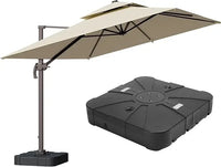 9' X 12' Large Cantilever Patio Umbrella 360° Rotation Rectangular Outdoor Double Top Heavy Duty Windproof Offset Umbrella