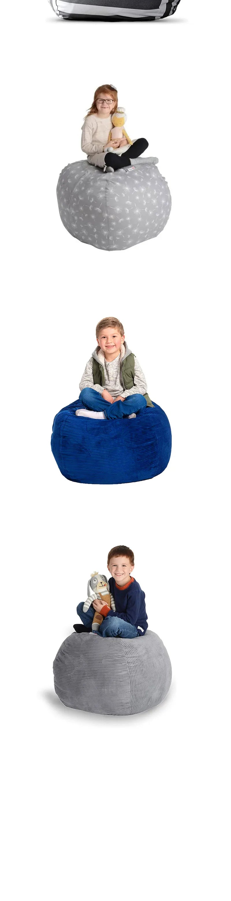 Printed Children's Plush Toy Storage Beanbag Set Comfortable Lazy Sofa Beanbag Storage Stuffed Chair Children's Toy Zipper
