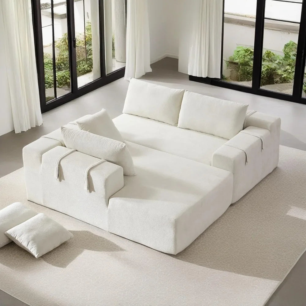 108" Modular Sectional Sofa Couches for Living Room,Modern Chenille L-Shaped Sofa with Chaise,Deep Seat Comfy Cloud Couch