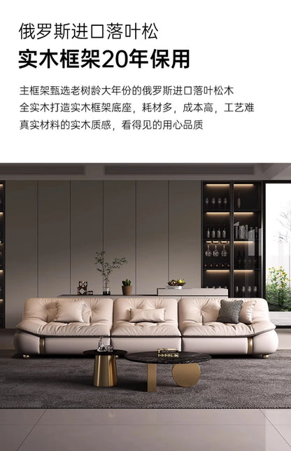 Aesthetic Classic Living Room Sofas White Real Leather Luxury Soft Sofa Lounge Lazy Modern Woonkamerbanken Furniture For Home