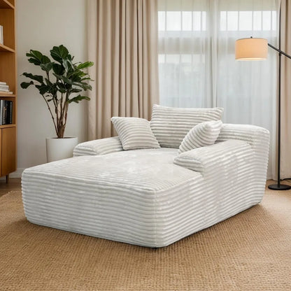 ZS019 Easyhomesofa Oversize Chaise Lounge Chair Indoor,Boneless Couch,Plush Corduroy Sleeper Sofa Bed