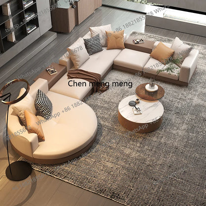 Leather combination, sofa, large flat-floor villa sofa, concubine arc high-end sofa