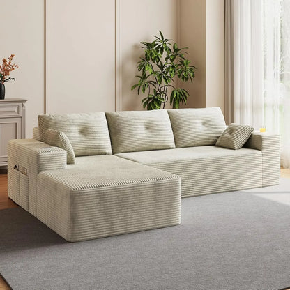 109" Boneless Couches for Living Room, Modular Sectional Sofa with Oversized Chaise, L-Shape Cloud Couch with Deep, Customized