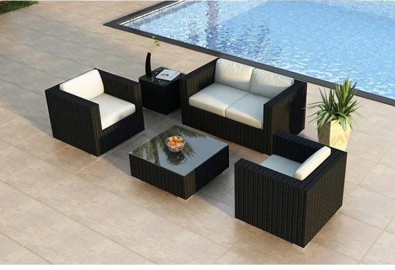Luxury Terrace Courtyard Garden Furniture Outdoor Garden Sofa Combination Outdoor Waterproof Sun Protection Leisure Sofa Chair N