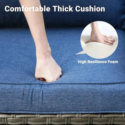 3-Piece Outdoor Swivel Chair Set with Cushions, Rattan Rocking Chairs and Side Table, Comfortable Patio Glider Furniture