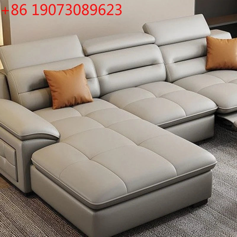 Multi-purpose leather high-end home living room electric light luxury sofa modern minimalist sofa