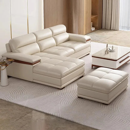 Leather sofa modern simple living room size apartment concubine solid wood combination imported first-layer cowhide sofa