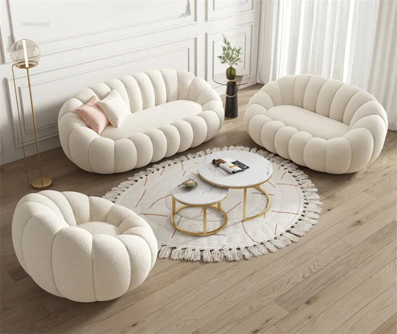 Modern Living Room Sofa Lambswool Pumpkin Sofa Chair Creative Home Balcony Swivel Lounge Chair Fitting Room Bedroom Single Sofas
