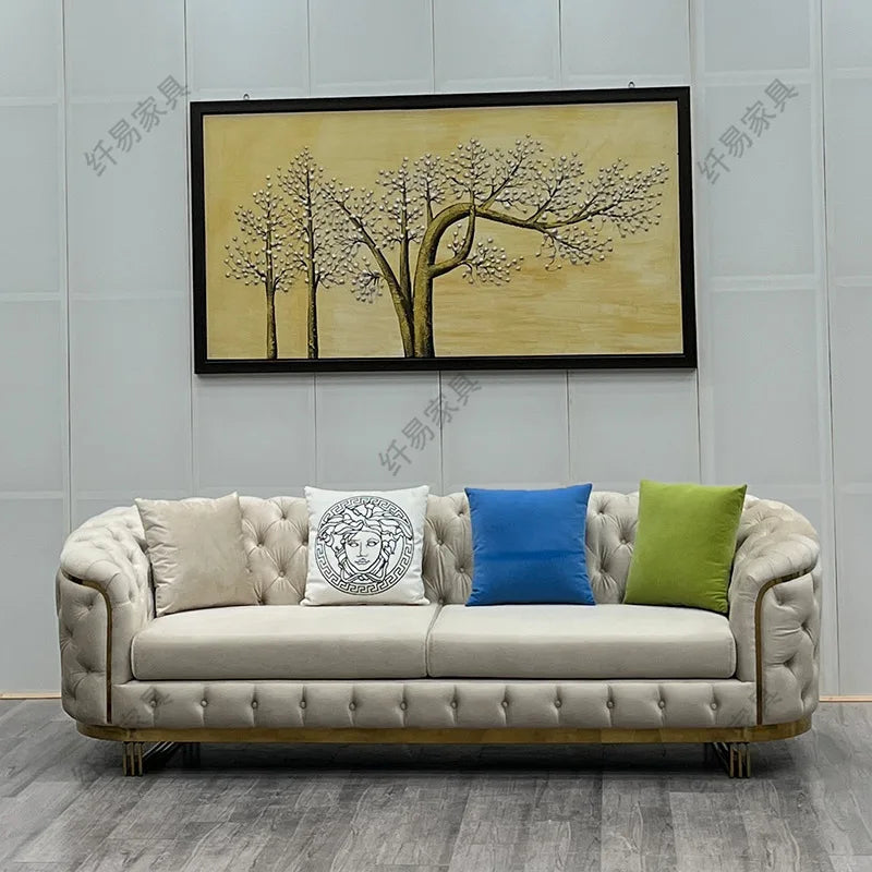 American fabric sofa Italian minimalist designer living room straight row sofa velvet European home sofa
