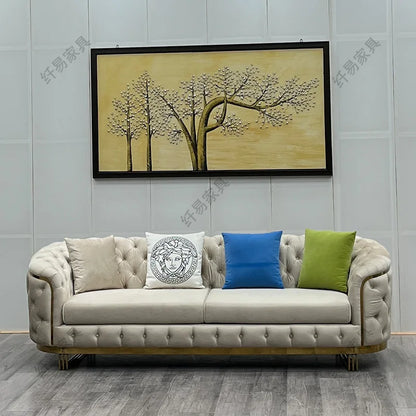 American fabric sofa Italian minimalist designer living room straight row sofa velvet European home sofa