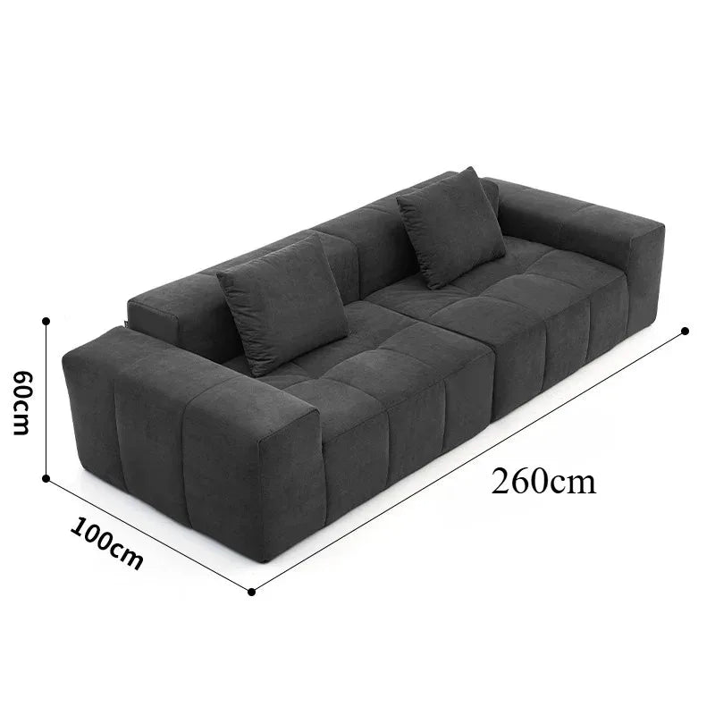 Full Sponge Compressed Fabric Sofa Modern Simple Living Room Couch Tofu Block Sofa Small Apartment Straight Row Combination Sofa