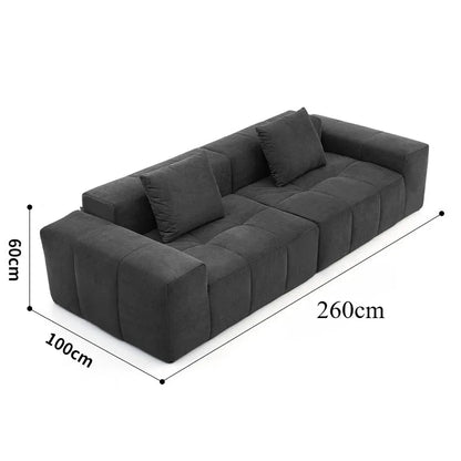 Full Sponge Compressed Fabric Sofa Modern Simple Living Room Couch Tofu Block Sofa Small Apartment Straight Row Combination Sofa