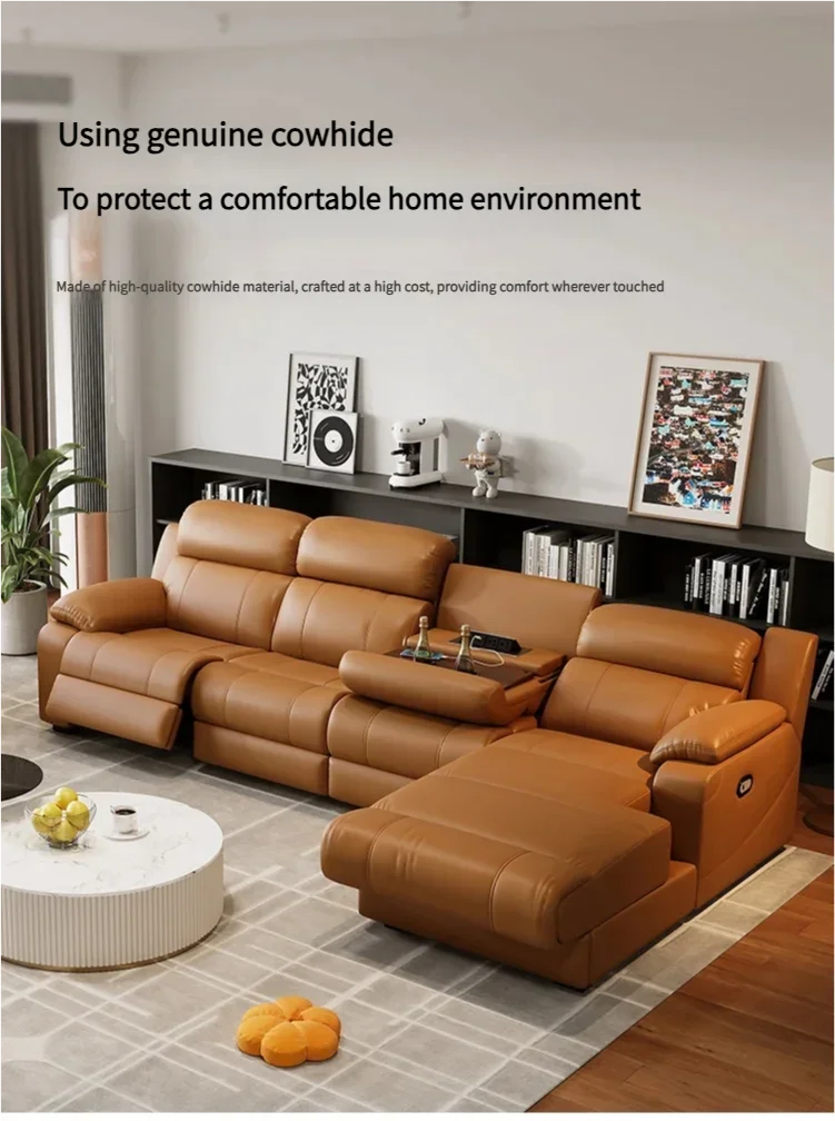 Relaxing Genuine Leather Sofa Living Room Electric Reclining Italian Sofa Lounge Luxury Divani Da Soggiorno Apartment Furniture
