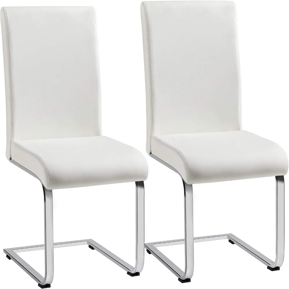 Dining Chairs Set of 2 Modern Faux Leather Upholstered Dining Room Chairs with High Back and Metal Chrome Legs for Kit