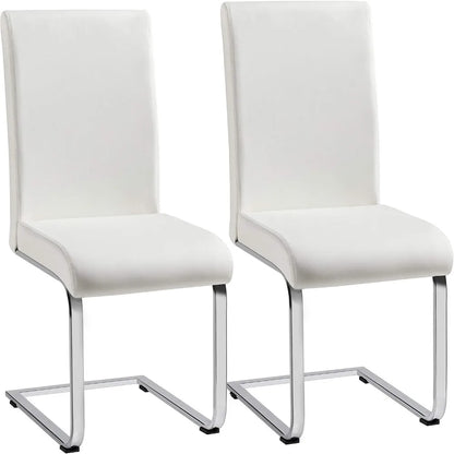 Dining Chairs Set of 2 Modern Faux Leather Upholstered Dining Room Chairs with High Back and Metal Chrome Legs for Kit