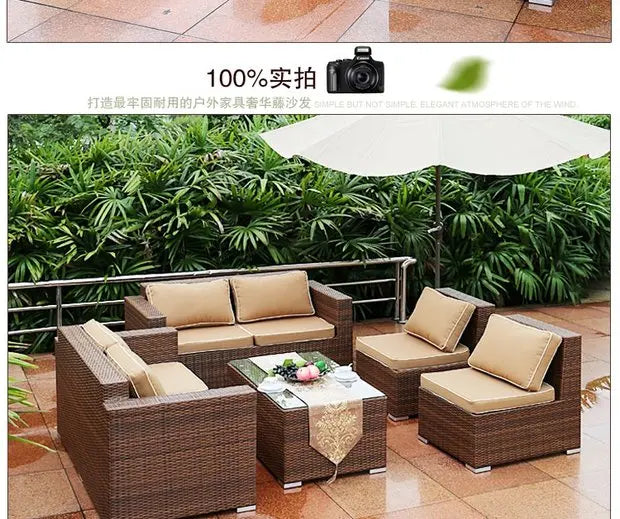 Outdoor Open-air Garden Sofas Hotel Backrest Modern Leisure Garden Sofas Balcony Pe Rattan Furniture Sofá Do Jardim MHHYSF