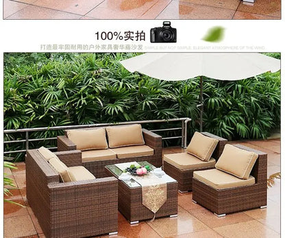 Outdoor Open-air Garden Sofas Hotel Backrest Modern Leisure Garden Sofas Balcony Pe Rattan Furniture Sofá Do Jardim MHHYSF