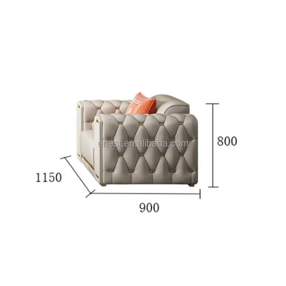 Modern Luxury White Gold Minimalist Home Furniture Living Room Sofa Set 1+2+3 Seater Upholstered L Shape Leather Sectional Couch