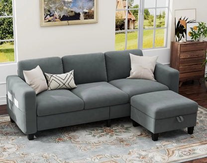 Sectional Couches for Living Room 78" L Shaped Sofa with Storage Ottoman 3 Seater Sofas