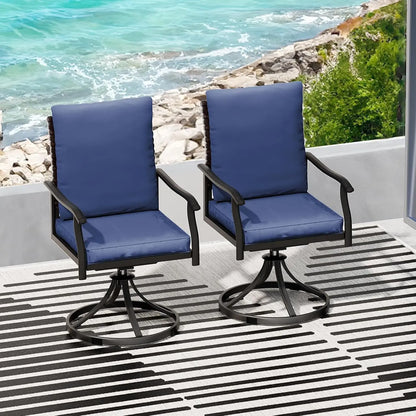 5 Piece Outdoor Patio Dining Set with 4 Swivel Dining Chairs & 1 Large Round Dining Table,Bistro Furniture Set , Customized