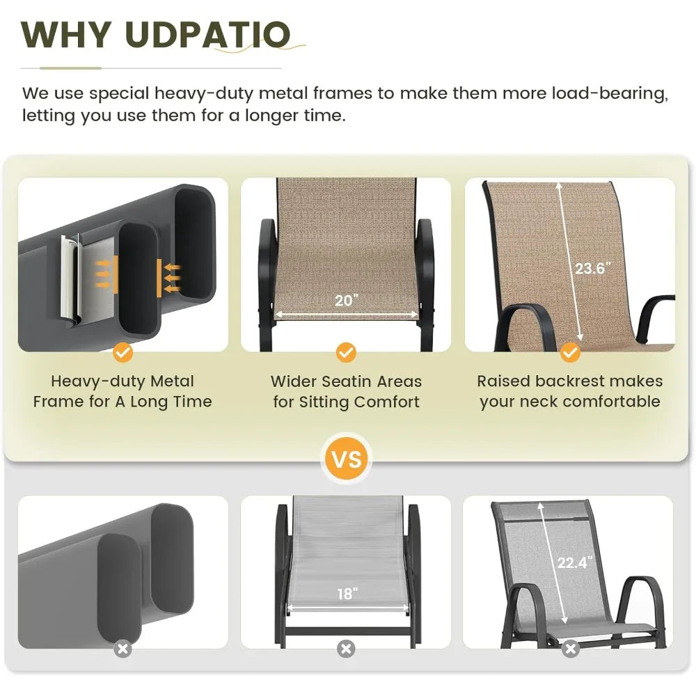 Patio Chairs Set of 4, Stackable Outdoor Dining Chairs with High Back, Breathable Textilene Fabric Outdoor Chair All Weather