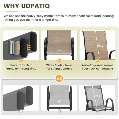 Patio Chairs Set of 4, Stackable Outdoor Dining Chairs with High Back, Breathable Textilene Fabric Outdoor Chair All Weather