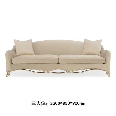 American modern simple living room solid wood fabric sofa French champagne gold combination full set of furniture