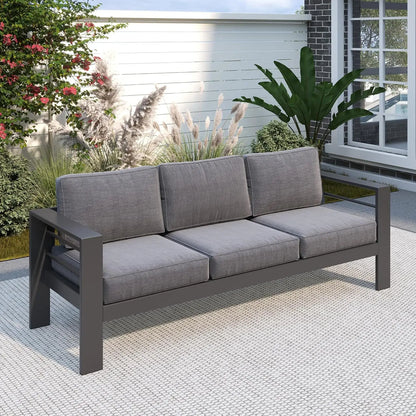Outdoor Couch Aluminum Patio Furniture Sofa, 3-Seat All-Weather Metal Outdoor Patio Furniture with Cushions,Dark, Customized