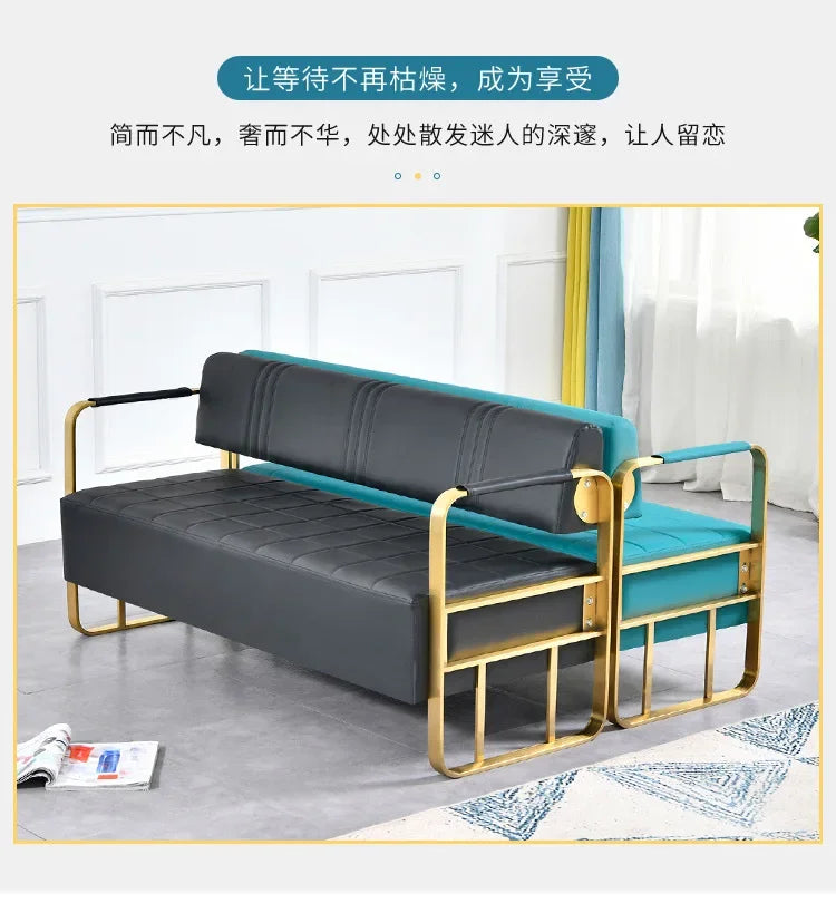 Barber Shop Waiting Chair Internet Celebrity Small Sofa Beauty Salon Simple Light Luxury Sofa Clothing Store Reception