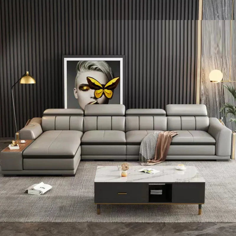 A Modern Sectional Leather Luxury Sofa Set Modular Furniture Home Multifunctional Living Room L Shape Corner Sofa