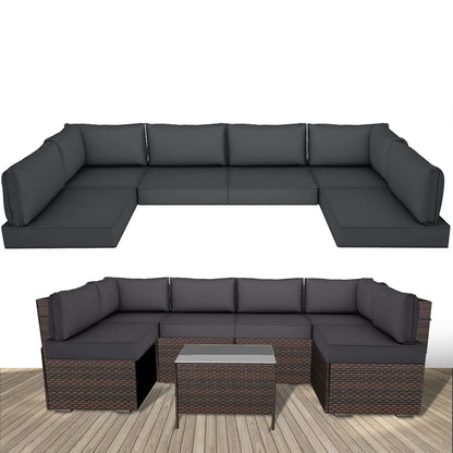 14 Piece Outdoor Replacement Cushions for Patio Furniture, Water-Resistant Sectional Sofa Cushions,Fits 6-seat, Customized