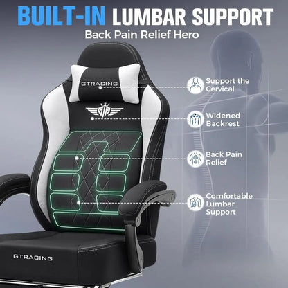 Ergonomic High-Back Desk Chair with Lumbar Support, Pocket Spring Cushion, and Footrest for Big & Tall Gamers