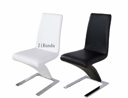 Modern minimalist Z-shaped PU leather metal dining chair, dining room chair