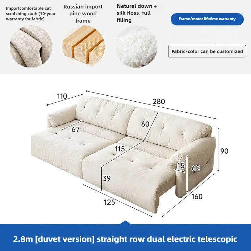 Cloud Electric Sofa Living Room Modern Simple Telescopic Fabric Lazy Multi-functional Sofa Bed Dual-purpose