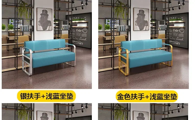 A Barber Shop Sofa Waiting Chair Stainless Steel Office Reception Sofa Chair